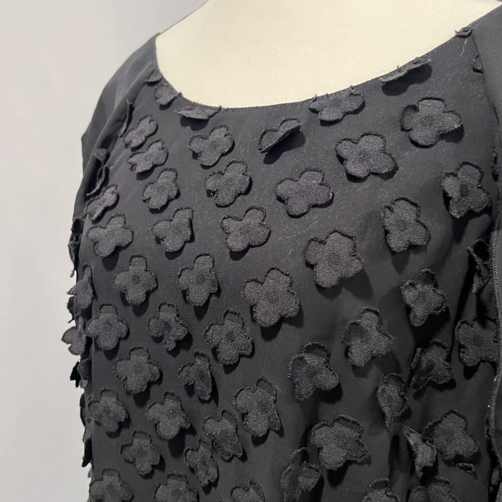 Cartise knee length sleeveless little black dress chiffon cape sleeves sz 12 - Picture 6 of 10